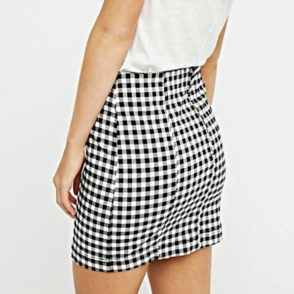 Free People Black Gingham Mini Skirt - Picture 2 of 5
